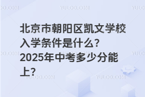 北京市朝陽(yáng)區(qū)凱文學(xué)校入學(xué)條件是什么？2025年中考多少分能上？