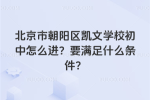 北京市朝陽區凱文學校初中怎么進？要滿足什么條件？