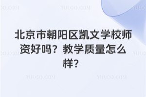北京市朝陽區凱文學校師資好嗎？教學質量怎么樣？