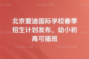 北京愛迪國際學校2026年春季招生計劃發布,幼小初高可插班